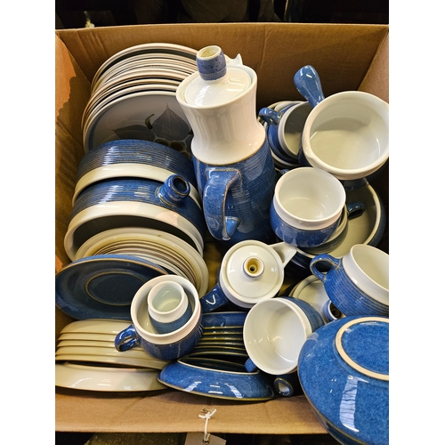 282 - 56 Pc Blue Patterned Dinner Service Set And Denby Plates