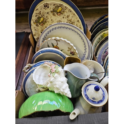 289 - 2 Boxes Of Assorted Wall Plates, Meat Plates Etc