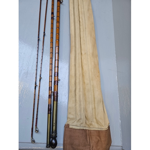 587 - 4 Pc Cane Fishing Rod In Canvas Sleeve