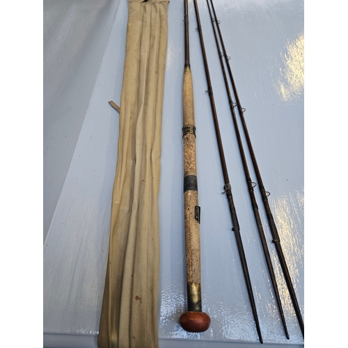 588 - 4 Pc Cane Fishing Rod In Canvas Sleeve