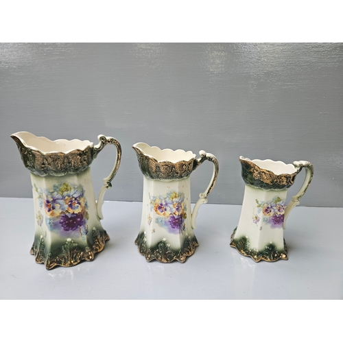 149 - 3 Victorian Hand Painted Jugs