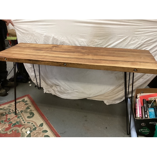 Upcycled Wrought Iron Leg Table With Wooden Top H75cm x L162cm x D58cm