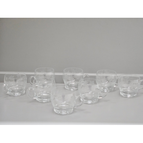 65 - Glass Punch Bowl, Ladle & 12 Cups