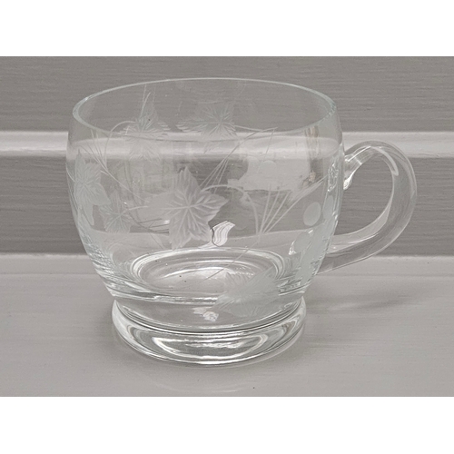 65 - Glass Punch Bowl, Ladle & 12 Cups