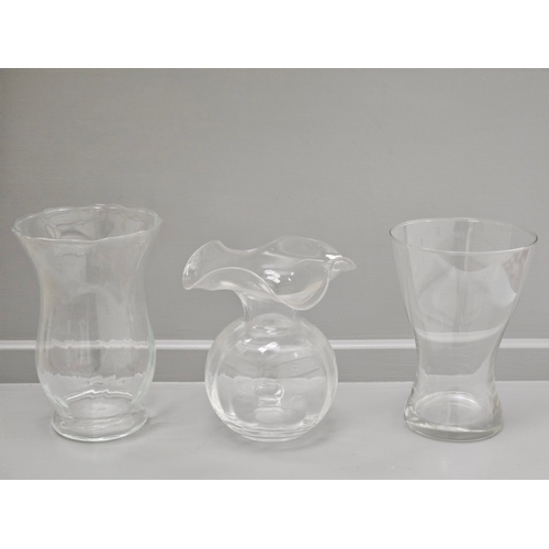 68 - 2 Cut Glass Lamps & Shades, 3 Glass Vases