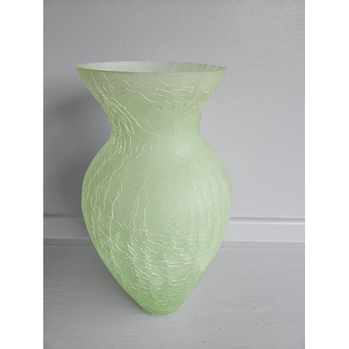 70 - French Style Ice Frosted Green Glass Vase H30cm