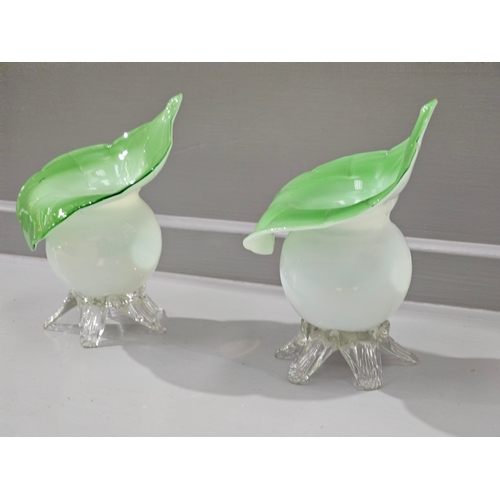 86 - A Pair Of 'Jack In The Pulpit' Style Green Vases H17cm