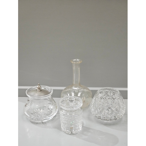 90 - 3 Cut Glass Bowls, Jam Pot Etc