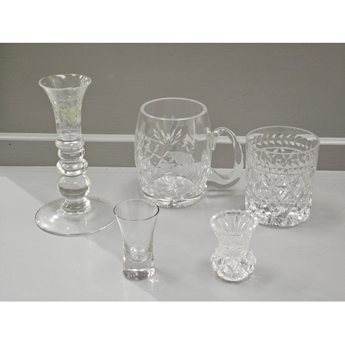 99 - Box Including Cut Glass Fruit Bowl, Glass Candlestick, Tankard, Etc