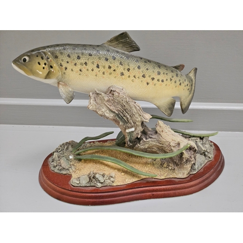 122 - Border Fine Arts Wildlife 'Evening Rise' A3070 Limited Edition 243/1950 On Wood Base & Beswick Trout... 