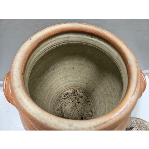 140 - Victorian Cream Jar With Wooden Lid H43cm