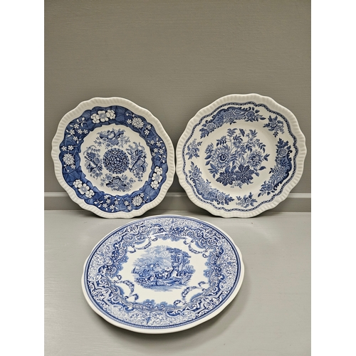 156 - 7 Blue & White Spode Collectors Plates & Small  Burleigh Ware Willow Tureen On Stand & Ladle