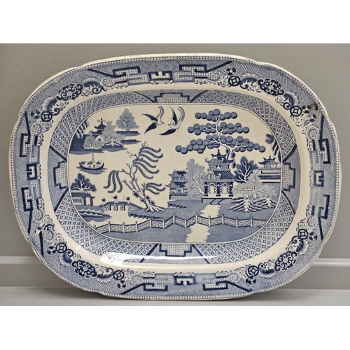 255 - 3 Victorian Blue & White Meat Plates