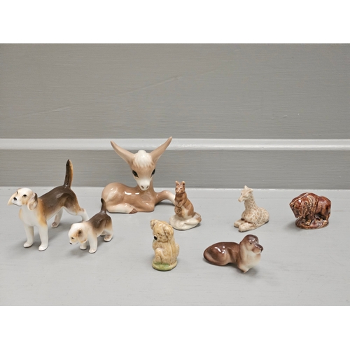 263 - Box Including Wedgwood Dressing Table Pieces, Quantity Of Small Animal Figures Etc