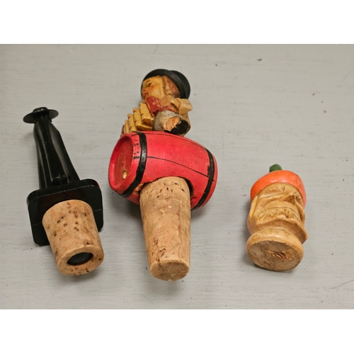 333 - 4 Vintage Anri Articulated Cork Stoppers & 2 Others