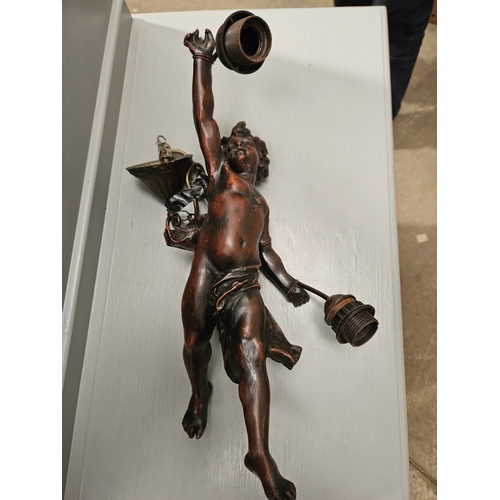 344 - Bronze Style Vintage Cherub Ceiling Light H49cm