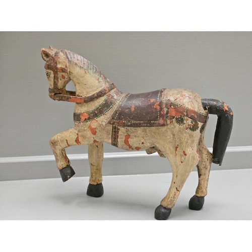 347 - Antique Child's Wooden Horse Figure H28cm