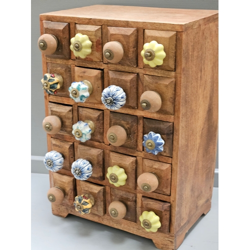 349 - Hardwood Miniature Drawers With Porcelain Knobs H44cm W30cm D26cm