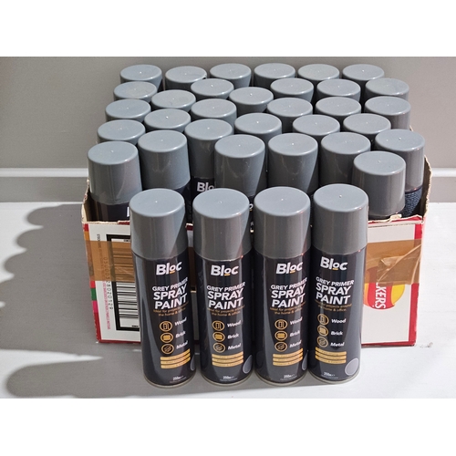 360 - 35 Cans Of Bloc Grey Primer Spray Paint