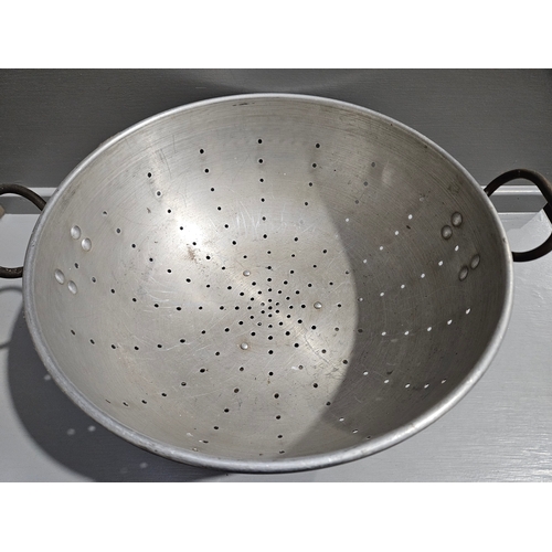 384 - Large Aluminium Sieve H21cm W51cm & Copper Jam Pan