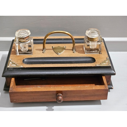 401 - Victorian Brass Bound Inkstand