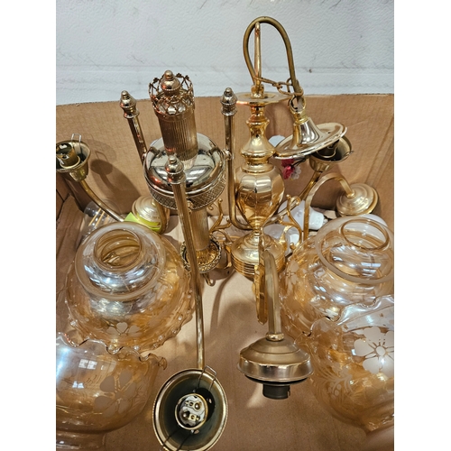 406 - 2  x 3 Branch Chandeliers With Glass Shades