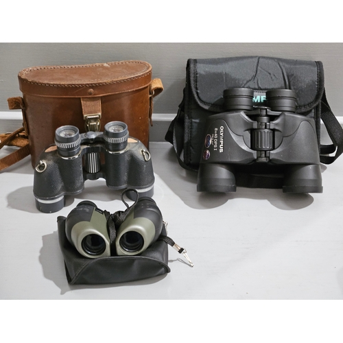 408 - 3 Pairs Of Binoculars, Jewellery Box