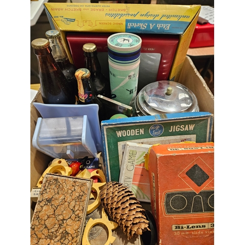 413 - Box Including Assorted Games, Newcastle Brown Ale Etc