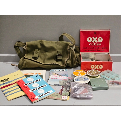 427 - Fishing Bag & Accessories, Fishing Books, An Old 'Oxo Cubes' Tin