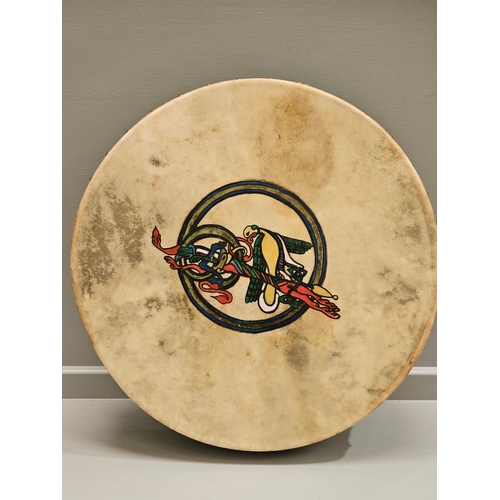 436 - 'Bodhran' Roundstone Drum & 5 Beaters W45cm