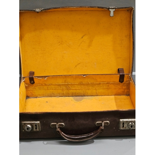 442 - Small Leather Suitcase & Canvas Suitcase