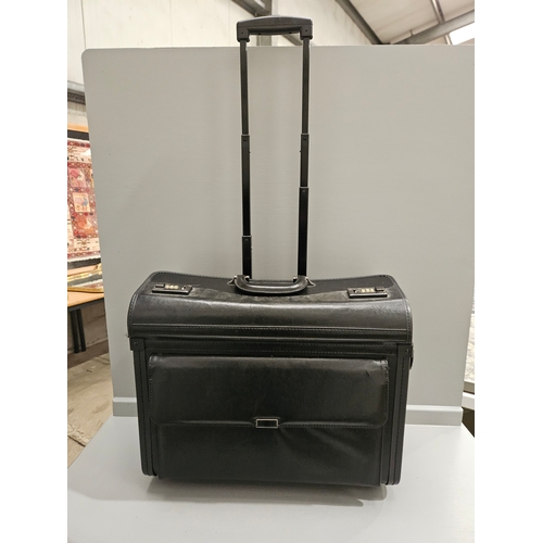 455 - Leather Pilot Case Wheeled Laptop Bag H42cm