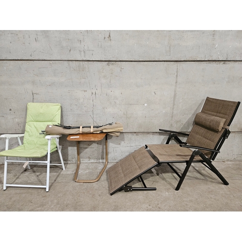 949 - Garden Lounger, Folding Chair, Occasional Table Etc