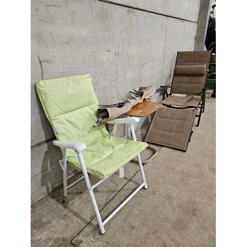 949 - Garden Lounger, Folding Chair, Occasional Table Etc