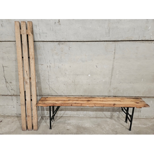 961 - 2 Pine & Metal Folding Forms H52cm L180cm