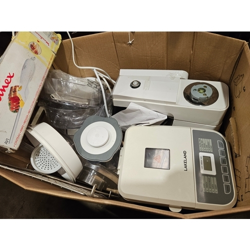 388 - Box Of Assorted Kitchenware, Kenwood Mixer & Attachments Etc