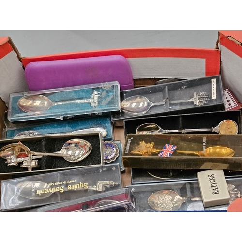 550 - Box Of Assorted Collector's Spoons Etc