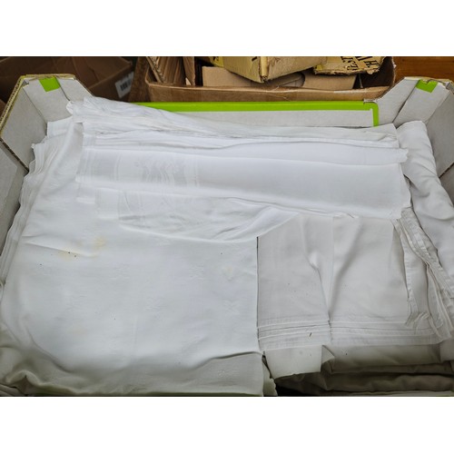 12 - Box Including White Tablecloths Etc