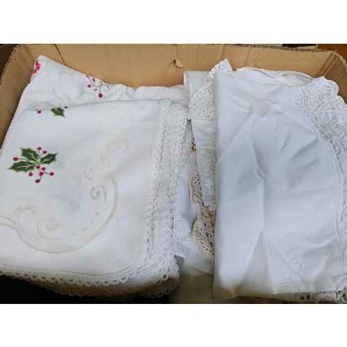 16 - Box Including Crochet Doilies Etc