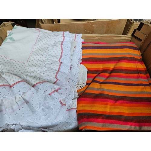 18 - Box Including Bed Linen, Tray Cloths Etc