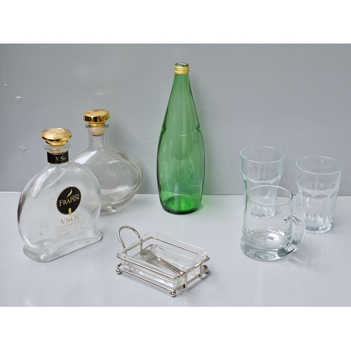 61 - 4 Glass Decanters, Glasses Etc