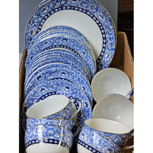 208 - Victorian Blue & White Burlington Part Tea Set