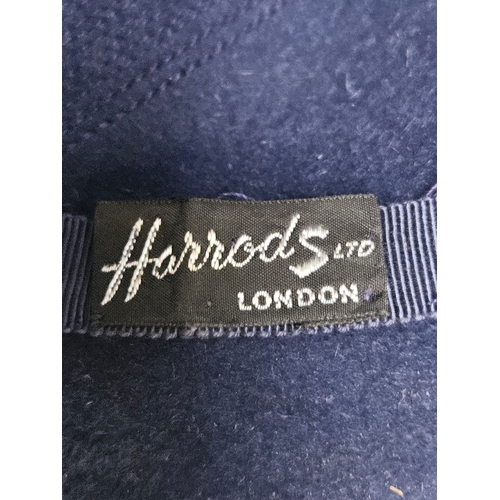 35 - 'Harrods Of London' Navy Blue Fedora Style Ladies Hat & 1 Other