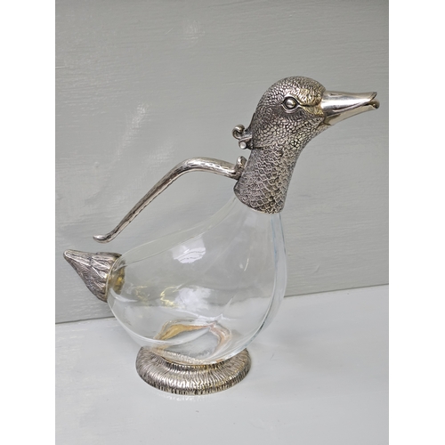 98 - Plated 'Duck' Claret Jug H27cm