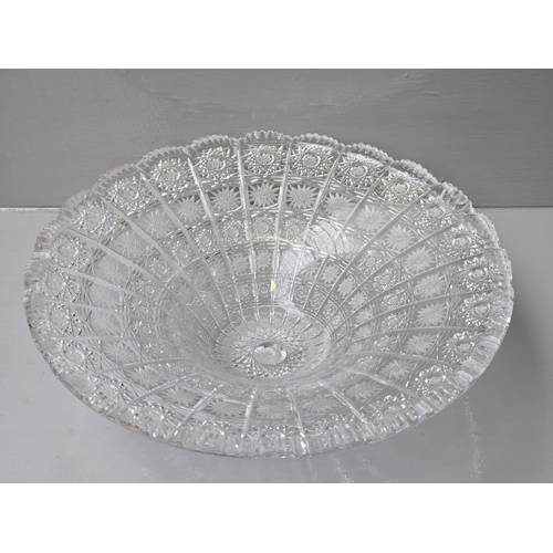 100 - Large Cut Glass Dish H9cm W31cm