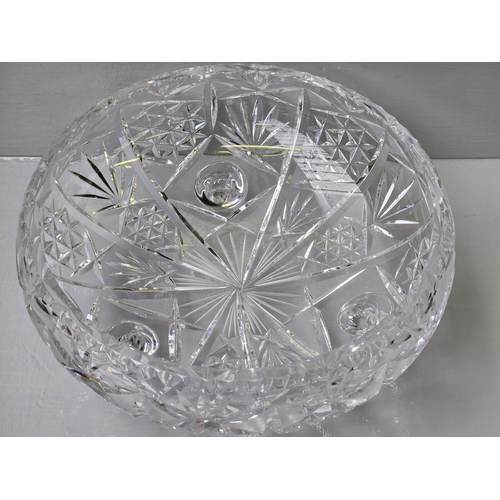 101 - Large Cut Glass Footed Fruit Bowl H13cm W30cm