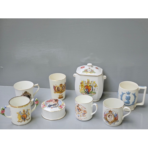 104 - Assorted Coronation Mugs, Beakers, Cups, Tea Caddy Etc