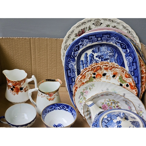 225 - Box Including Assorted Jugs, Plates Etc