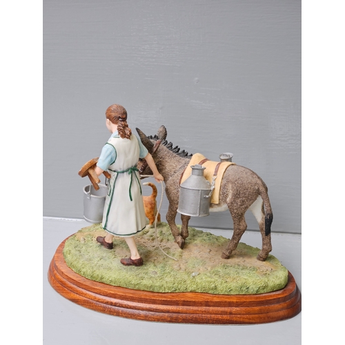 258 - Border Fine Arts James Herriot Studio 'Milking Time' A3703 On Wood Base