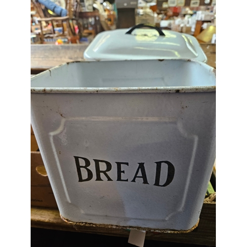 347 - 2 Enamel Bread Bins - 1 Without Lid